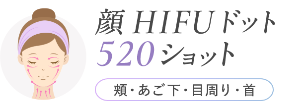 顔HIFUドット520ショット（頬・あご下・目周り・首）