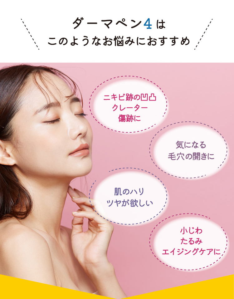 ニキビ跡の凹凸・クレーター・傷跡・毛穴の開き・肌のハリツヤが欲しい・小じわ・たるみ・エイジングケアのお悩みにおすすめ